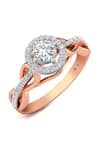 Buy_Divine Solitaires_Rose Gold Diamonds 18kt Solitaire Halo Interloop Infinity Ring _at_Aza_Fashions