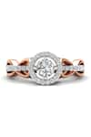 Shop_Divine Solitaires_Rose Gold Diamonds Solitaire Halo Interloop Infinity Ring _at_Aza_Fashions