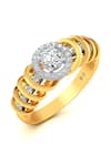 Buy_Divine Solitaires_Yellow Diamonds Halo Solitaire Loop Ring _at_Aza_Fashions