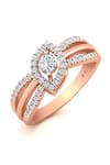 Buy_Divine Solitaires_Rose Gold Diamonds Ellipse Multi Shank Ring _at_Aza_Fashions