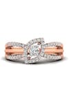 Shop_Divine Solitaires_Rose Gold Diamonds Ellipse Multi Shank Ring _at_Aza_Fashions