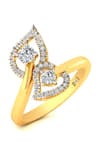 Buy_Divine Solitaires_Yellow Diamonds Leaf Studded Ring _at_Aza_Fashions