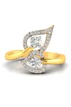 Shop_Divine Solitaires_Yellow Diamonds 18kt Gold Leaf Studded Ring _at_Aza_Fashions