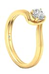 Divine Solitaires_Yellow Diamond 18kt Gold Round Encrusted Ring _Online_at_Aza_Fashions