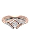 Shop_Divine Solitaires_Rose Gold Diamond 18kt Round Cut Embellished Ring _at_Aza_Fashions