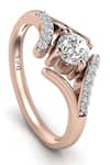 Divine Solitaires_Rose Gold Diamond 18kt Round Cut Embellished Ring _Online_at_Aza_Fashions