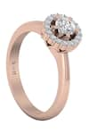 Divine Solitaires_Rose Gold Diamond Embellished Ring _Online_at_Aza_Fashions