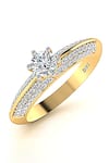 Buy_Divine Solitaires_Yellow Diamond 18kt Gold Round Cut Studded Ring _at_Aza_Fashions