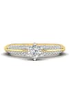 Shop_Divine Solitaires_Yellow Diamond 18kt Gold Round Cut Studded Ring _at_Aza_Fashions