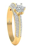 Divine Solitaires_Yellow Diamond 18kt Gold Round Cut Studded Ring _Online_at_Aza_Fashions