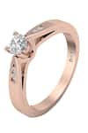 Buy_Divine Solitaires_Rose Gold Diamond 18kt Studded Ring _at_Aza_Fashions