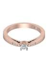 Shop_Divine Solitaires_Rose Gold Diamond 18kt Studded Ring _at_Aza_Fashions