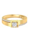 Shop_Divine Solitaires_Yellow Diamond 18kt Gold Studded Ring _at_Aza_Fashions