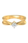 Shop_Divine Solitaires_Yellow Diamond 18kt Gold Round Studded Ring _at_Aza_Fashions