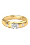 Shop_Divine Solitaires_Yellow Diamond 18kt Round Cut Studded Ring _at_Aza_Fashions