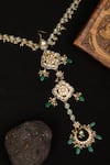 Shop_Ruby Raang_Green Kundan And Stone Embellished Hair Braid _at_Aza_Fashions