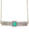 Ruby Raang_Green Moissanite Polki Embellished Pendant Choker Set _at_Aza_Fashions