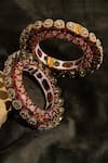 Shop_Ruby Raang_Multi Color Kundan Meenakari Work And Pearl Embellished Bangles - Set Of 2 _at_Aza_Fashions