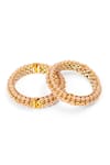 Ruby Raang_White Pearls Embellished Heavy Bangles - Set Of 2 _at_Aza_Fashions