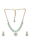 Ruby Raang_Multi Color Kundan Semi Precious Stone Embellished Necklace Set _Online_at_Aza_Fashions