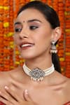 Buy_Ruby Raang_White Kundan Polki Embellished Pearl Choker Set _at_Aza_Fashions