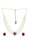 Ruby Raang_Maroon Kundan Stone Embellished Pearl Choker Set _Online_at_Aza_Fashions