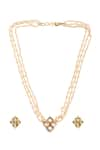 Ruby Raang_Gold Plated Kundan Pearl Chain Necklace Set _Online_at_Aza_Fashions