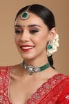 Buy_Ruby Raang_Green Mossainite Polki Onyx Embellished Choker Set _at_Aza_Fashions