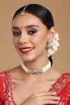 Buy_Ruby Raang_White Mossainite Polki Embellished Pearl Choker Set _at_Aza_Fashions