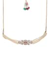 Ruby Raang_White Mossainite Polki Embellished Pearl Choker Set _at_Aza_Fashions