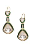 Buy_Ruby Raang_Green Kundan And Meenakari Drop Earrings _Online_at_Aza_Fashions