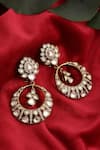 Shop_Ruby Raang_Gold Plated Kundan Noor Chand Earrings _at_Aza_Fashions