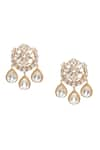 Ruby Raang_Gold Plated Kundan Noor Chand Dewdrop Earrings _Online_at_Aza_Fashions