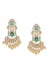 Ruby Raang_Gold Plated Kundan Bahara Chand Dewdrop Earrings _Online_at_Aza_Fashions