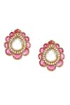 Ruby Raang_Maroon Kundan And Stone Embellished Ornate Studs _Online_at_Aza_Fashions