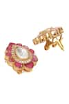 Buy_Ruby Raang_Maroon Kundan And Stone Embellished Ornate Studs _Online_at_Aza_Fashions