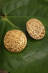 Shop_Ruby Raang_Gold Plated Carved Vine Bloom Studs _at_Aza_Fashions