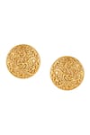 Ruby Raang_Gold Plated Carved Vine Bloom Studs _Online_at_Aza_Fashions