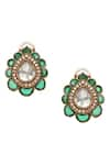 Ruby Raang_Green Kundan And Stone Embellished Teardrop Studs _Online_at_Aza_Fashions