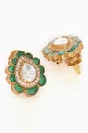 Buy_Ruby Raang_Green Kundan And Stone Embellished Teardrop Studs _Online_at_Aza_Fashions