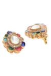 Buy_Ruby Raang_Multi Color Kundan And Stone Embellished Teardrop Bloom Studs _Online_at_Aza_Fashions