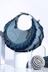 Buy_Immri_Blue Fringes Halo Denim Bag _at_Aza_Fashions