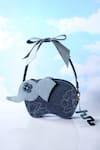 Shop_Immri_Blue Floral Applique Elephant Shaped Batua Bag _at_Aza_Fashions