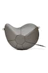 Immri_Grey Hand Embroidery Mango Shaped Kerry Bag _at_Aza_Fashions