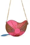 Immri_Pink Hand Embroidery Mango Shaped Kerry Bag _at_Aza_Fashions