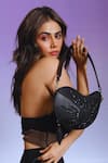 Buy_Immri_Black Hand Embroidery Mango Shaped Kerry Bag _at_Aza_Fashions