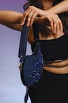 Shop_Immri_Blue Hand Embroidery Mango Shaped Kerry Crystal Bag _Online_at_Aza_Fashions