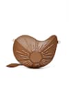 Buy_Immri_Brown Hand Embroidery Mango Shaped Kerry Two Tone Bag _Online_at_Aza_Fashions