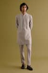 Buy_Devnaagri_Grey Silk Chanderi Embroidery Floral Kurta With Pant _at_Aza_Fashions