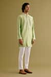 Buy_Devnaagri_Green Silk Chanderi Embroidery Floral Dori Kurta With Pant _at_Aza_Fashions